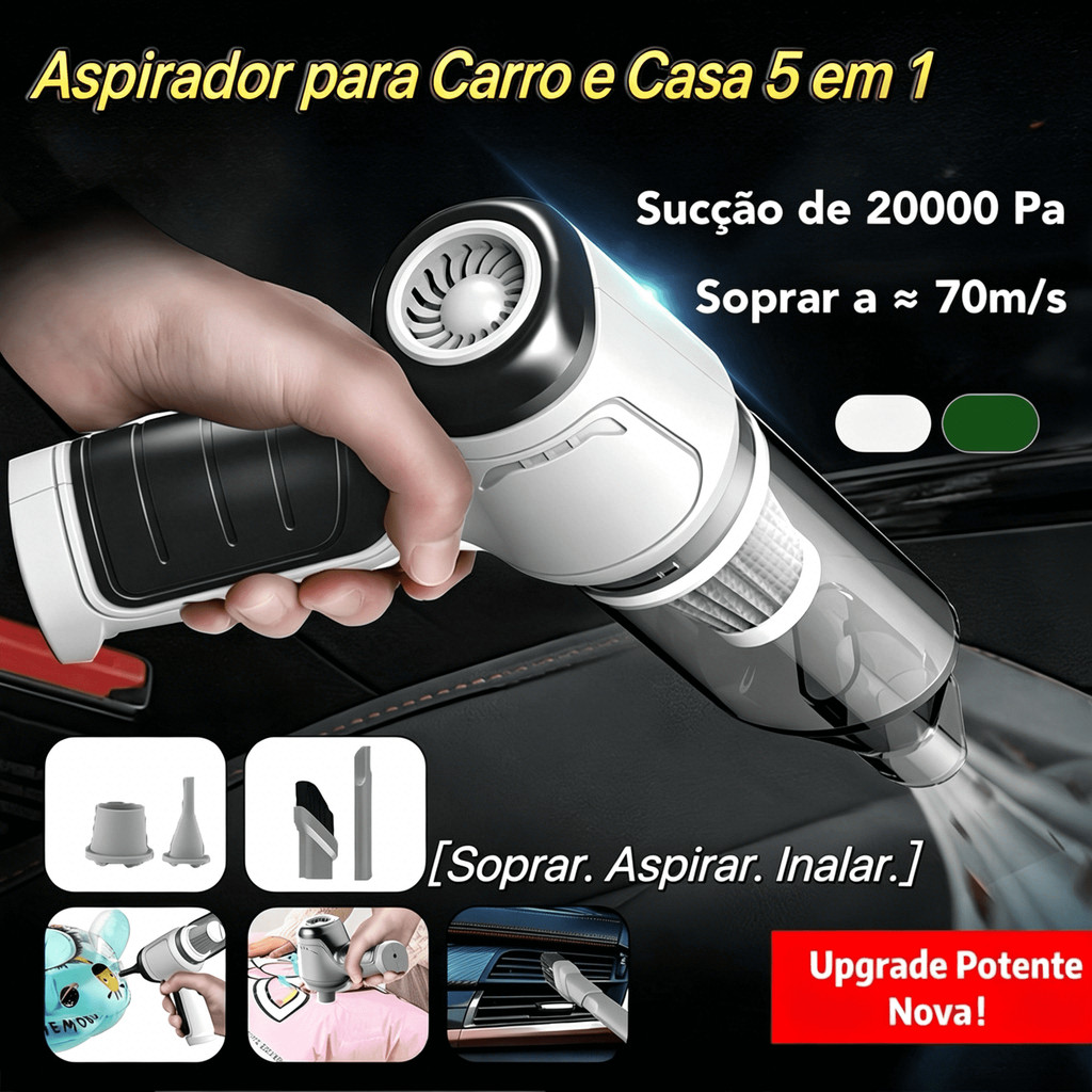 Imagem Aspirador de pó portátil 5 em 1 - Alta potência, multifuncional, para uma limpeza mais completa.