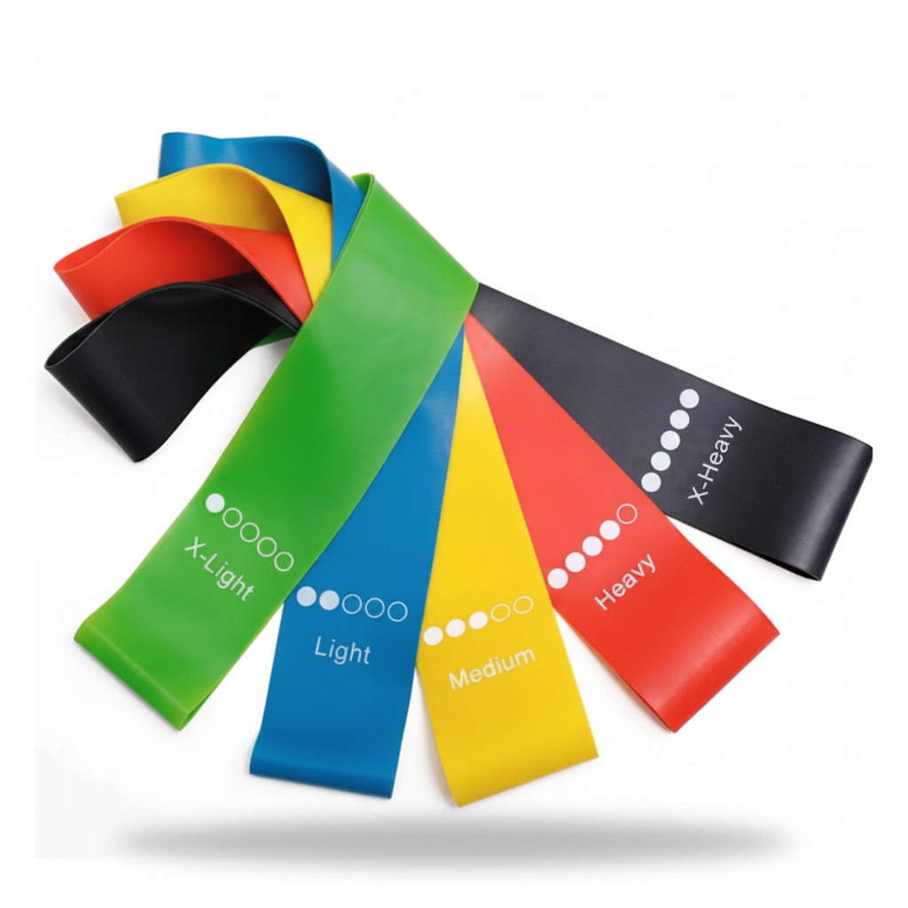 Kit 5 Faixas Elásticas Resistência Premium para Treino Funcional, Pilates e Fisioterapia em Cas