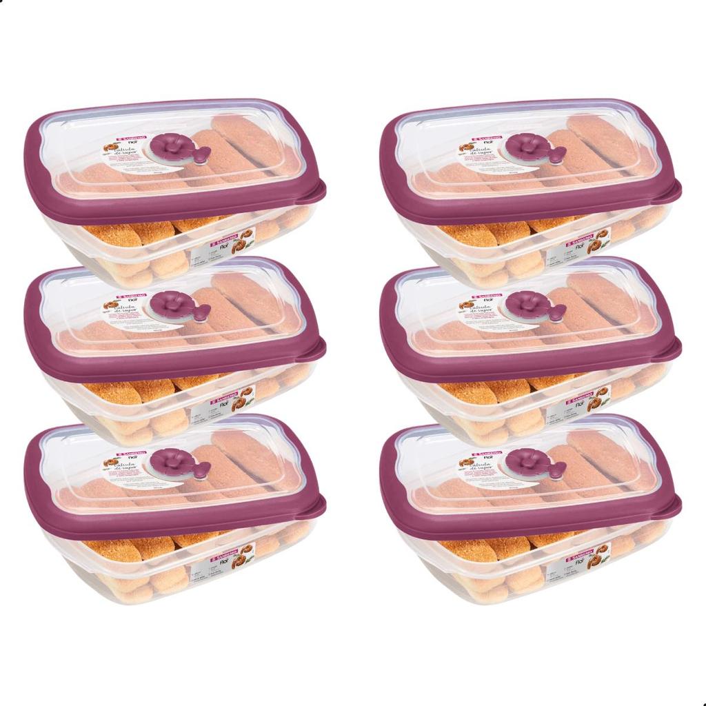 Kit 6 Potes Plásticos Herméticos 1,26L Açaí Sanremo