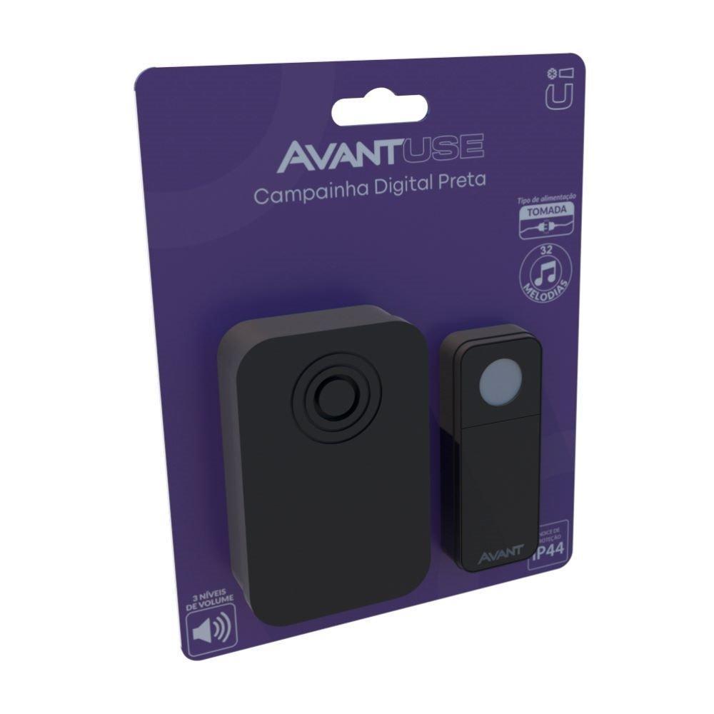 Campainha Digital Avant Sem Fio | Com Tomada Bivolt Preto