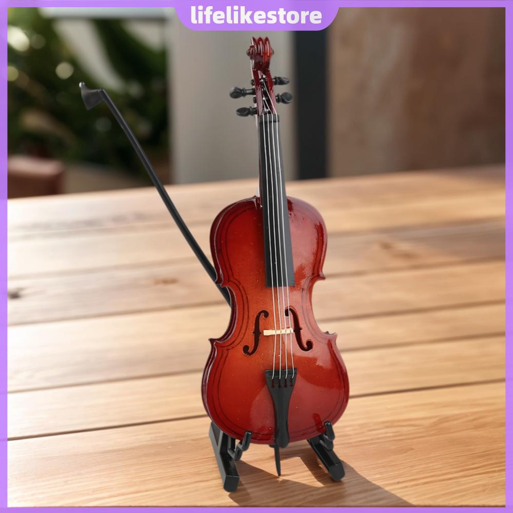 Mini Decoração De Instrumento Musical Com Suporte E Arco Violino De Madeira Em Miniatura [lifelikestore.br]
