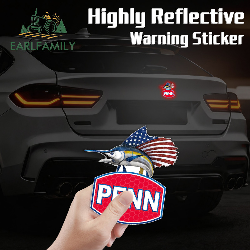 EARLFAMILY Bandeira Americana Sailfish PENN Marca De Pesca Adesivos De Carro Reflexivos E Mangéticos Personalidade À Pro
