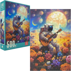 Quebra Cabeça Astronauta Romântico 500 Peças Puzzle Premium Textura Sedosa - Castela