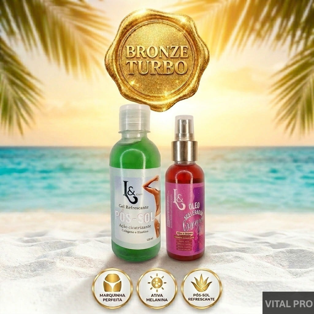 Kit Bronzeado Turbo L&Beauty - Óleo Acelerador Marquinha + Gel Pós Sol Cicatrizante