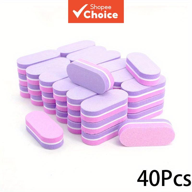 Mini Bloco de Lixa de Esponja para Unhas 40 unidades, Dupla Cor, Ferramenta de Polimento e Esmerilhamento para Arte em