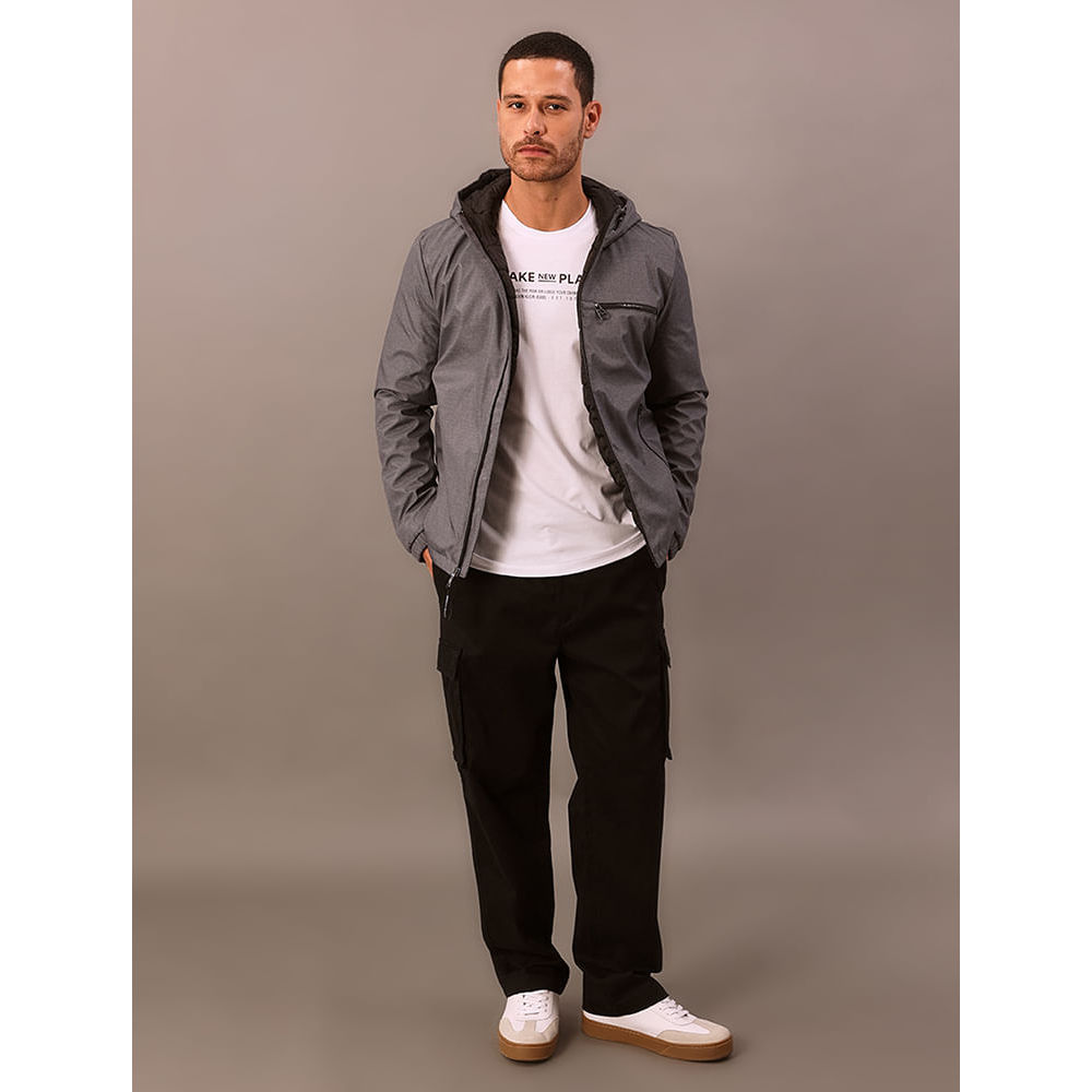 Jaqueta Masculina Calvin Klein Jeans Capuz - Cinza Claro