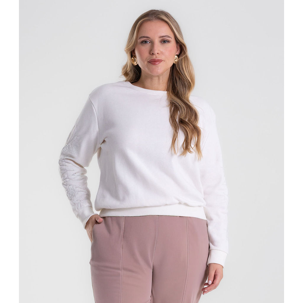 Blusão Moletom Feminino Plus Size Secret Glam Bege
