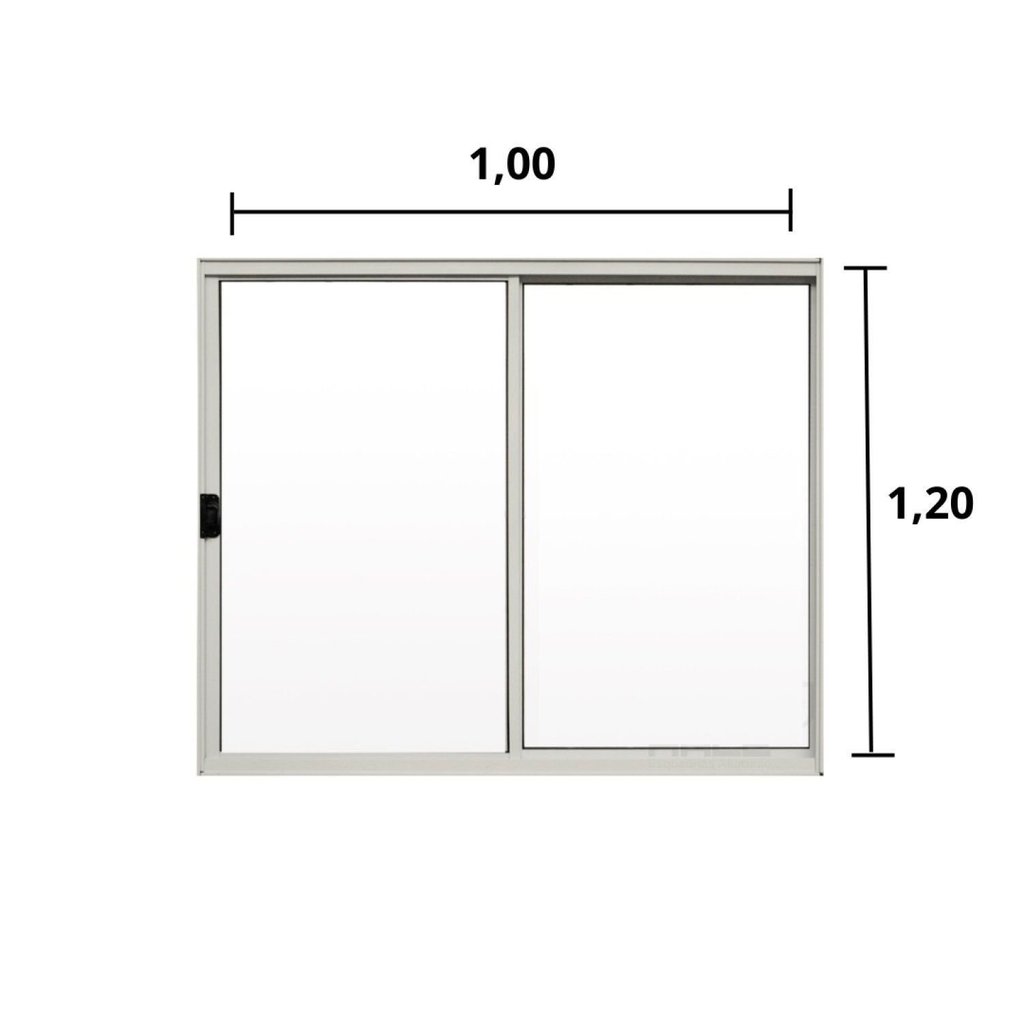 Janela de Alumínio de Correr 100x120cm 2 Folhas Hale Esquadrias Branco Branco