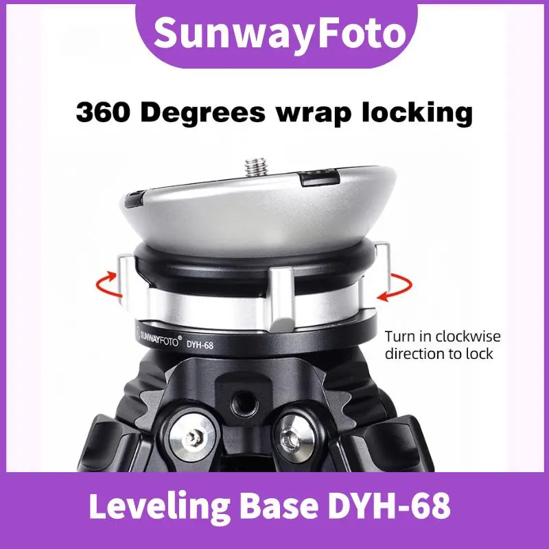 SUNWAYFOTO Base De Nivelamento Cabeça De Tripé 22 Libras Capacidade De Carga DYH-68