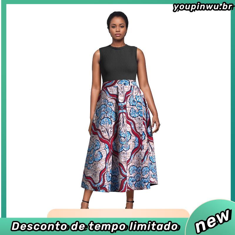 Conjunto Saia e Ojá Pano de Cabeça Estampa Africana Umbanda Candomblé Várias Cores 4mt De Roda