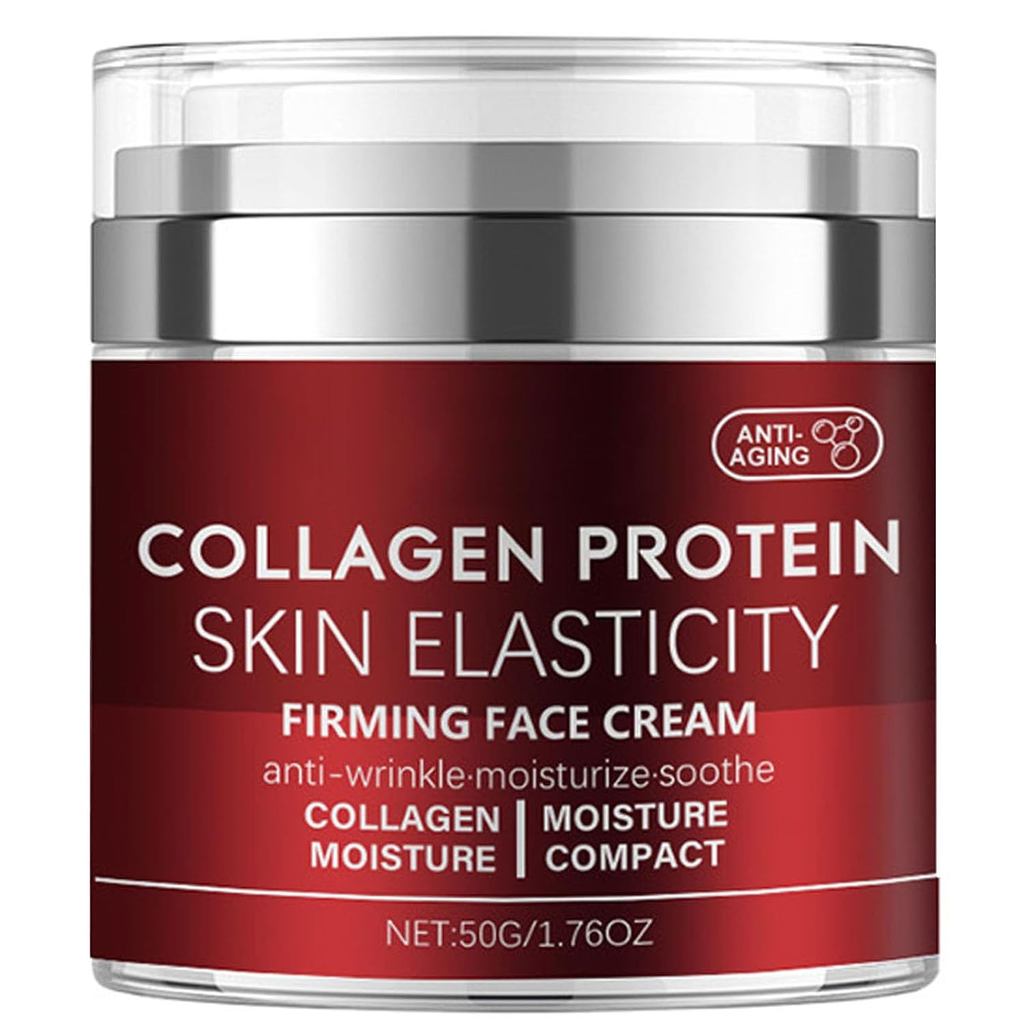 Hidratante Facial de Colágeno com Bomba Airless, Creme Facial Firmador de Proteína de Colágeno para Elasticidade da Pele