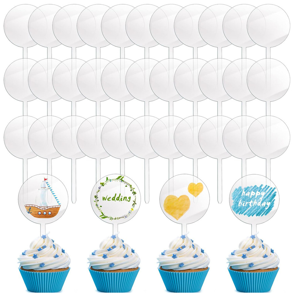 Cartão de inserção de bolo acrílico em branco, faça você mesmo, mesa de sobremesa, Cupcake, logotipo, aniversário, casam