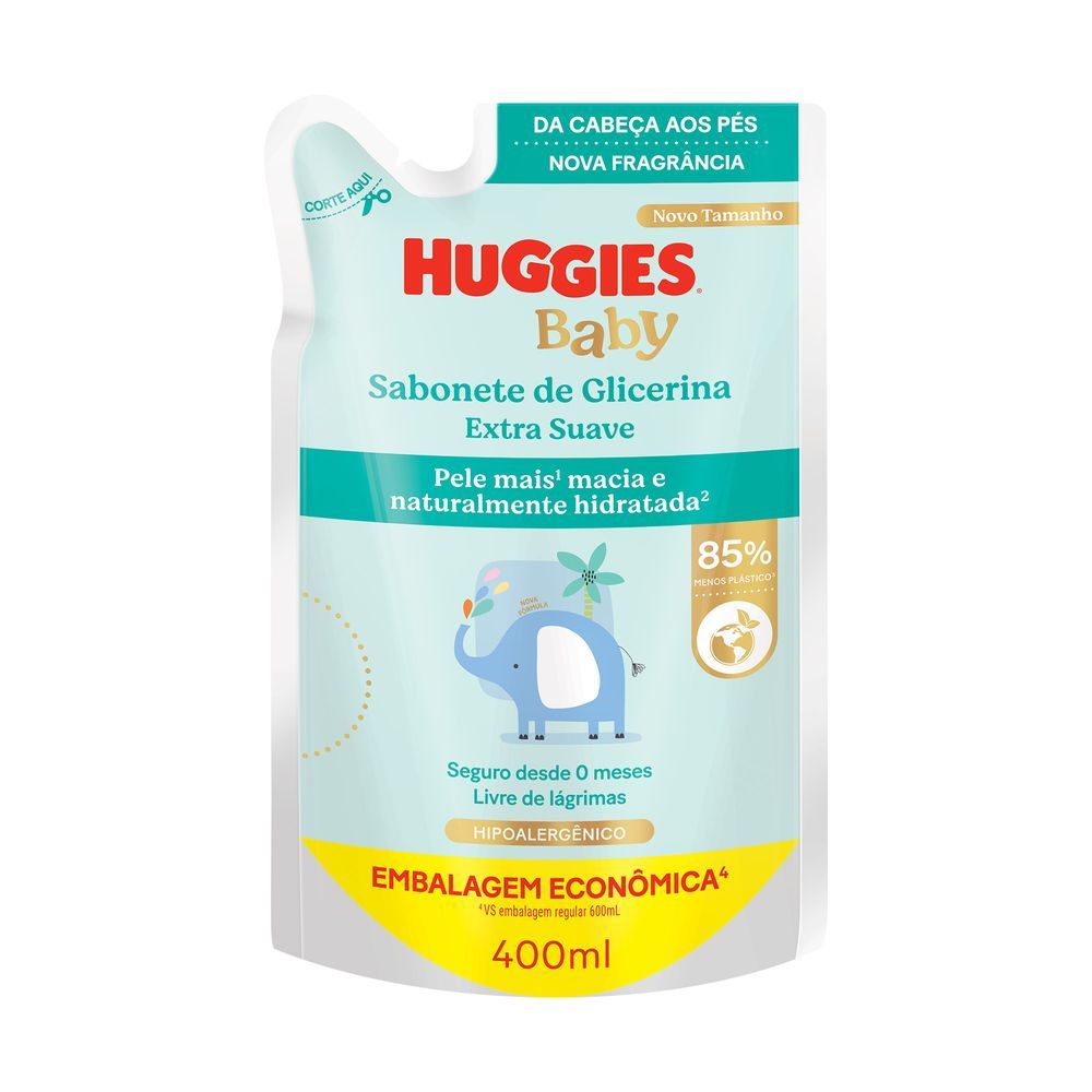 Sabonete Líquido Huggies Refil Extra Suave para bebê 400ml