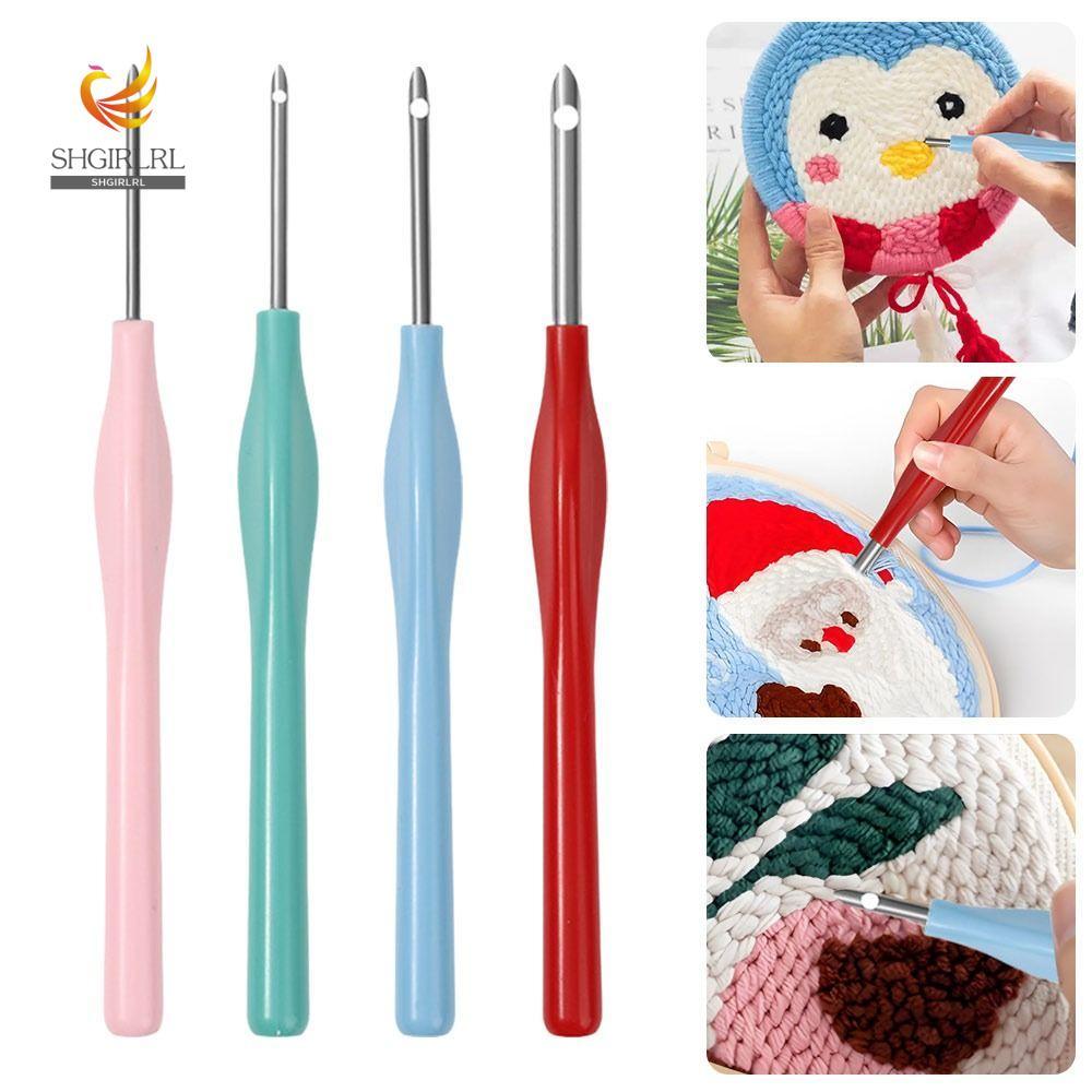 SHGIRLRL 1/4 Unidades Kit De Agulha De Perfuração Para Bordado , Aplique De Costura , Caneta Mágica Ajustável