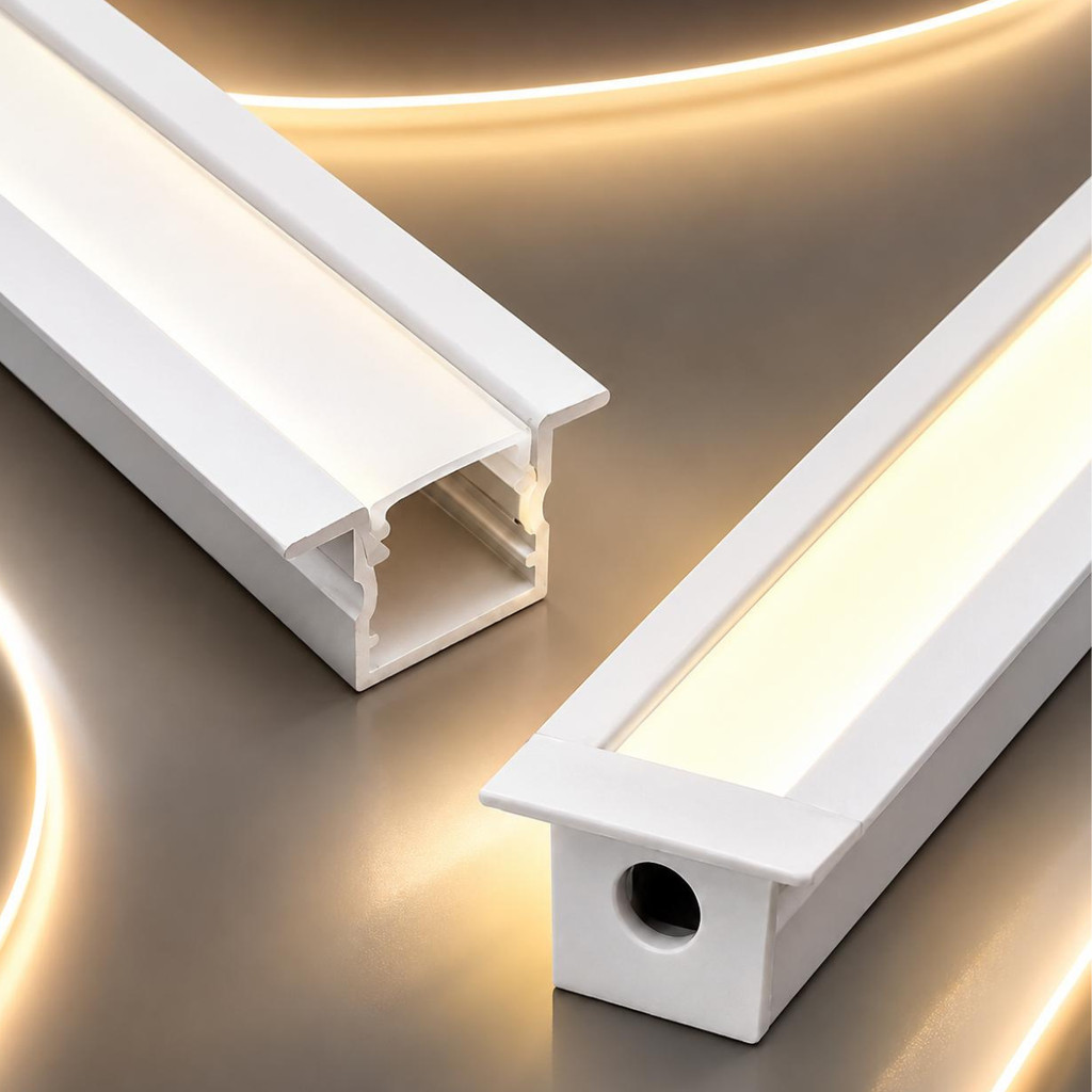 Kit 15 Perfil de Alumínio para Fita LED Embutir Gesso Drywall 16x10 1 Metro