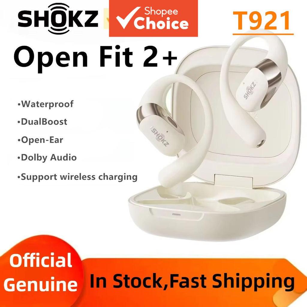 Shokz OpenFit 2+ T921 Fones de Ouvido, Fones de Ouvido Auriculares Abertos, Dolby Áudio, Bluetooth sem Fio, À Prova