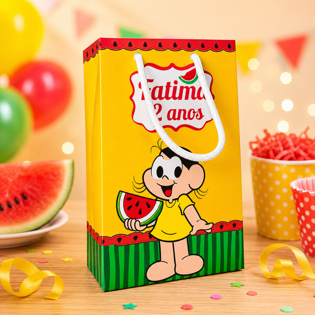 Sacolinha PEGUE E MONTE personalizado Magali tamanho P/lembrancinha/aniversário/festa infantil