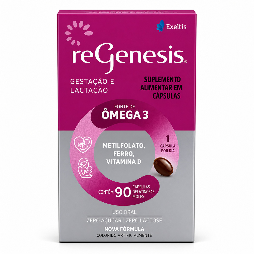 Regenesis Exeltis 90 Cápsulas Ômega 3 Ácido Fólico Sem Glúten Lactose