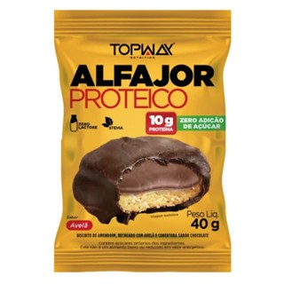 Alfajor Topway com Proteína Amendoim Avelã Chocolate 40g - Embalagem com 10 Unidades em Oferta na Shopee