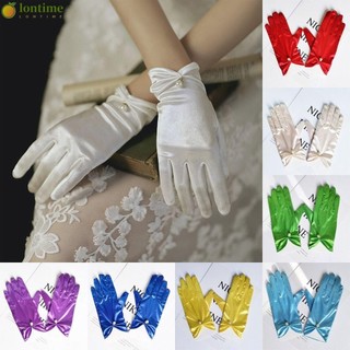 LONTIME Luvas De Cetim , Noiva Elásticas De Cor Sólida Dedo Curto Para Festa De Cosplay