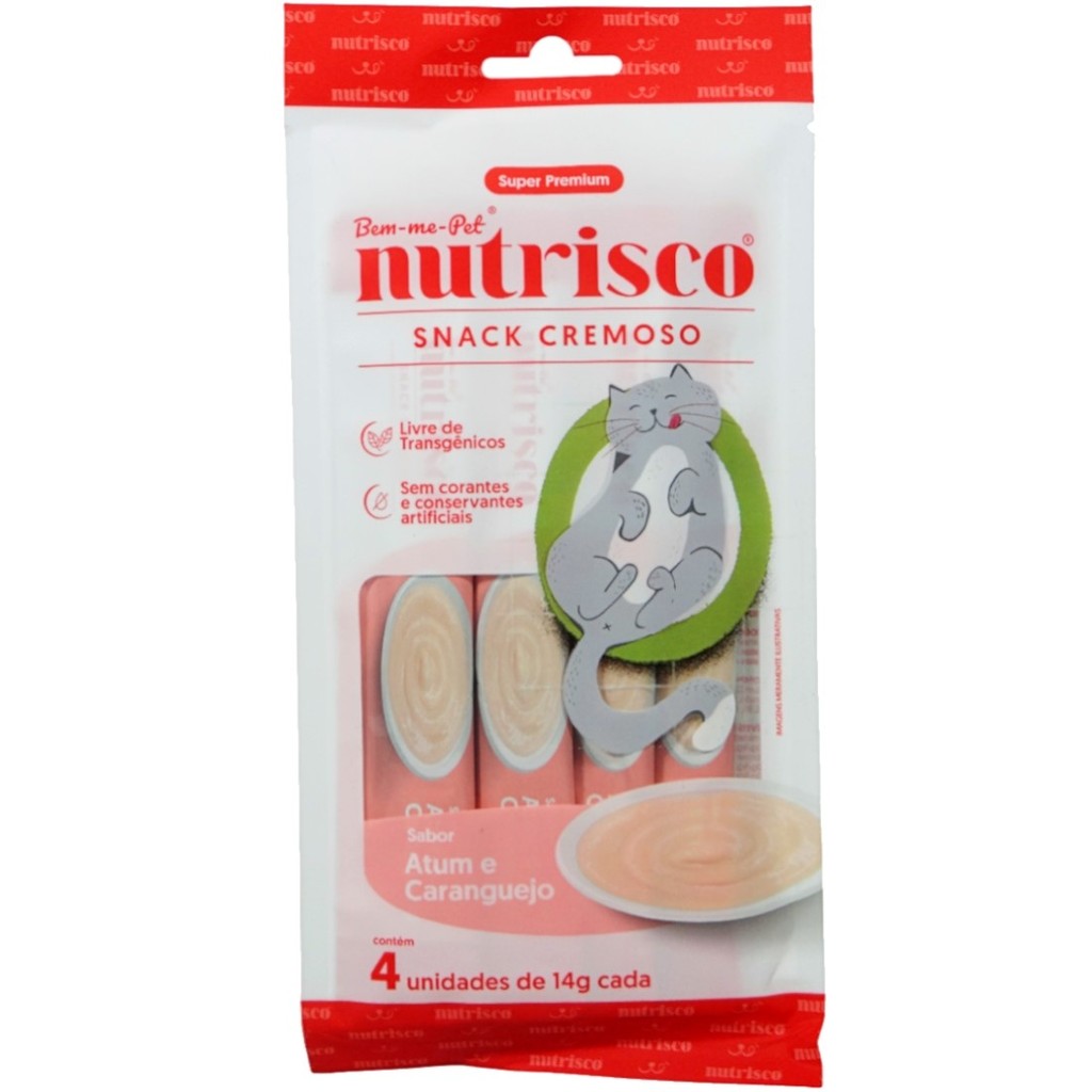 SNACK CREMOSO NUTRISCO GATOS 14G ATUM E CARANGUEJO COM 4 UN