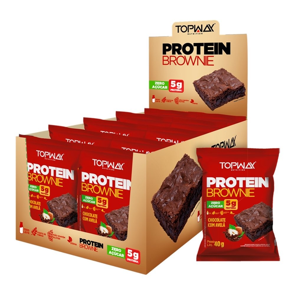 Brownie Topway com Proteína Chocolate Avelã 40g - Embalagem com 10 Unidades em Oferta na Shopee