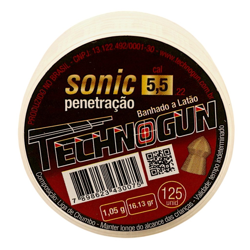 Chumbinho Technogun Sonic Gold Penetração 5.5mm (.22) - 125un