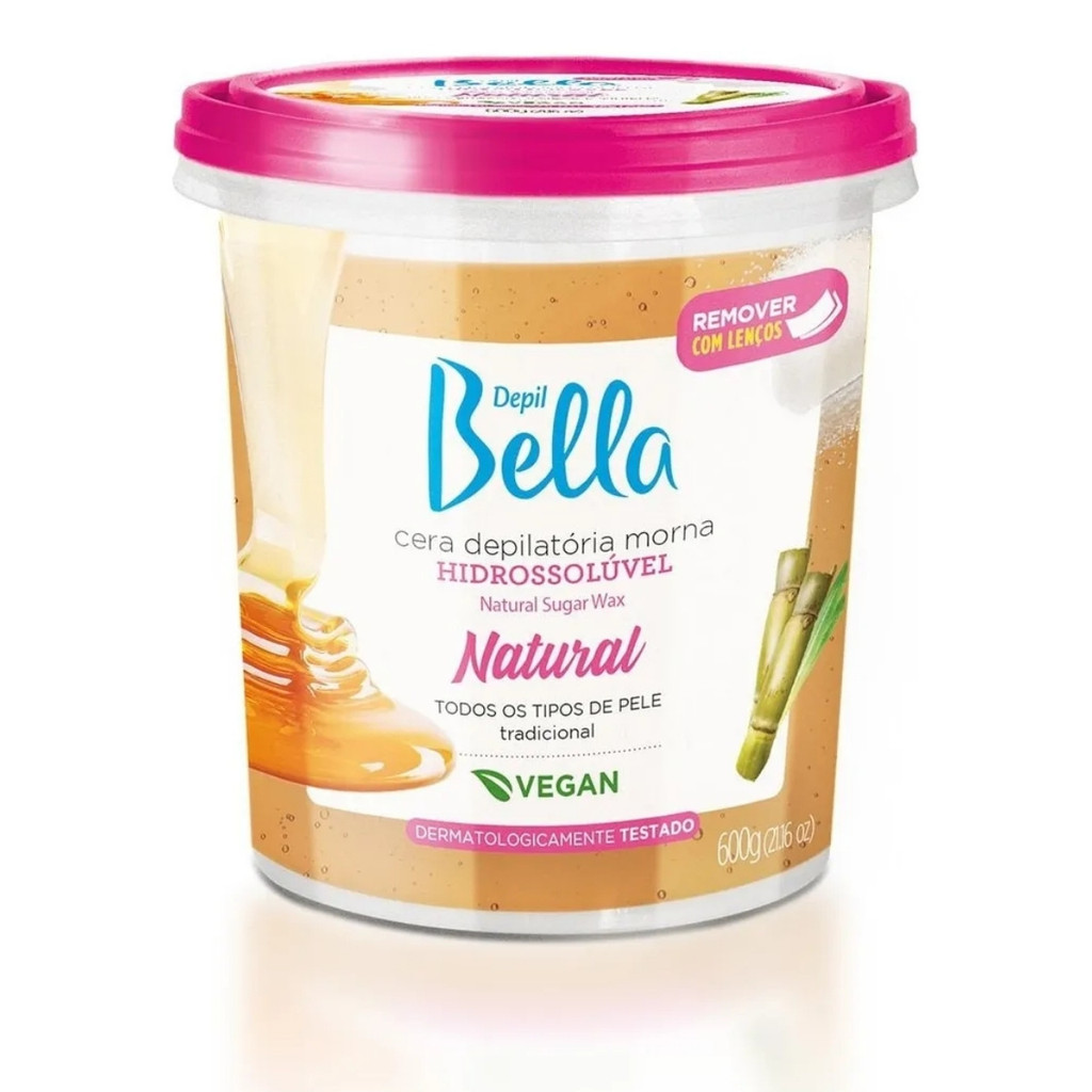 Cera Depilatória Depil Bella Morna Hidrossoluvel Natural 600g Vegana Todos Os Tipos De Pele
