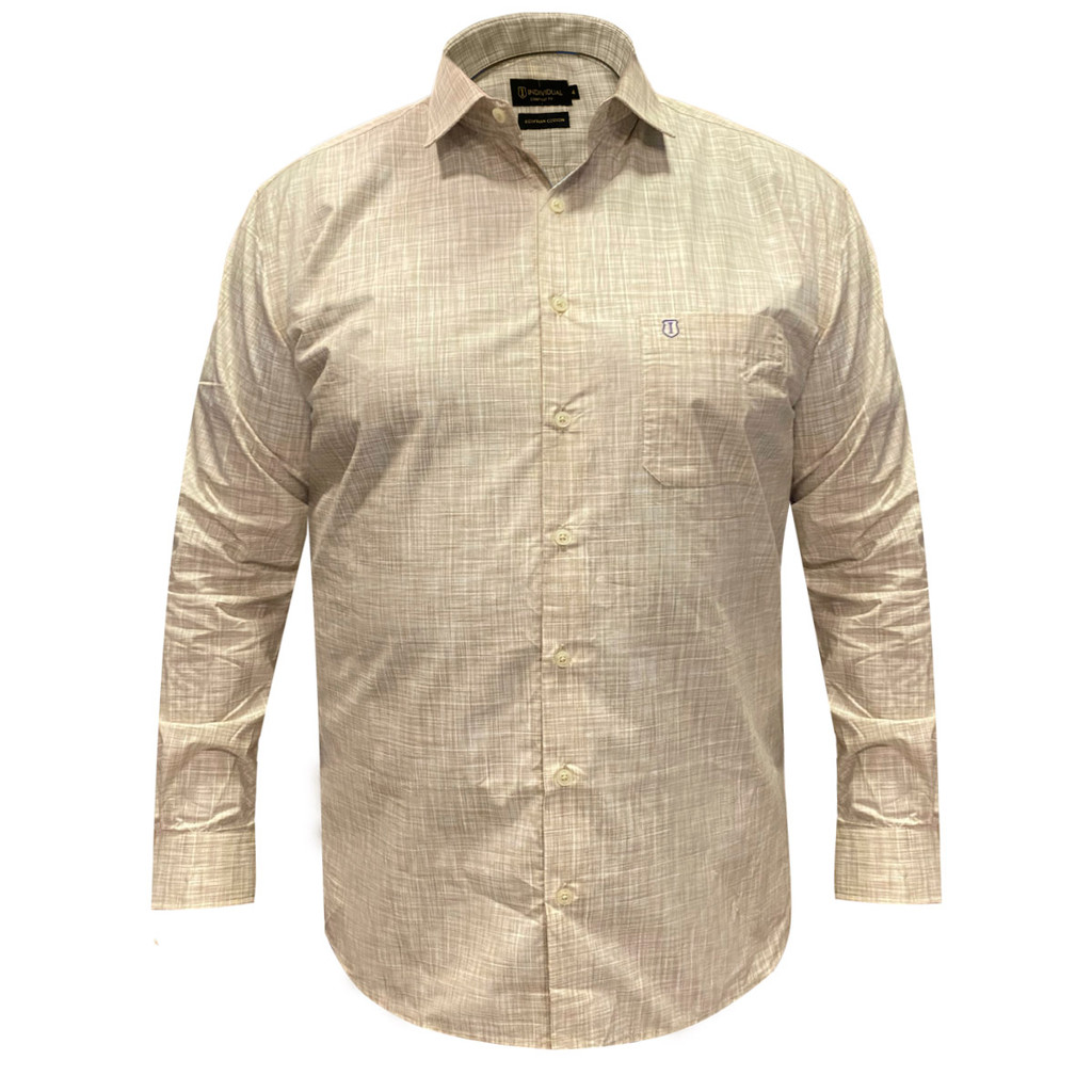 Camisa Masculina Individual Comfort Xadrez Bege Claro