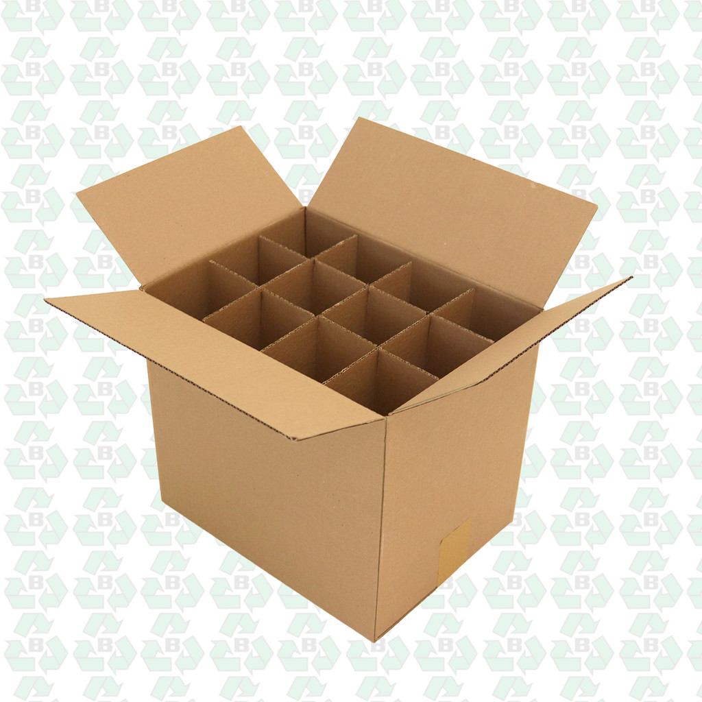 Kit de 10 Caixas de Papelão para 12 Garrafas de Cerveja Bebidas 600ml com Divisórias 26,5x22,5x30