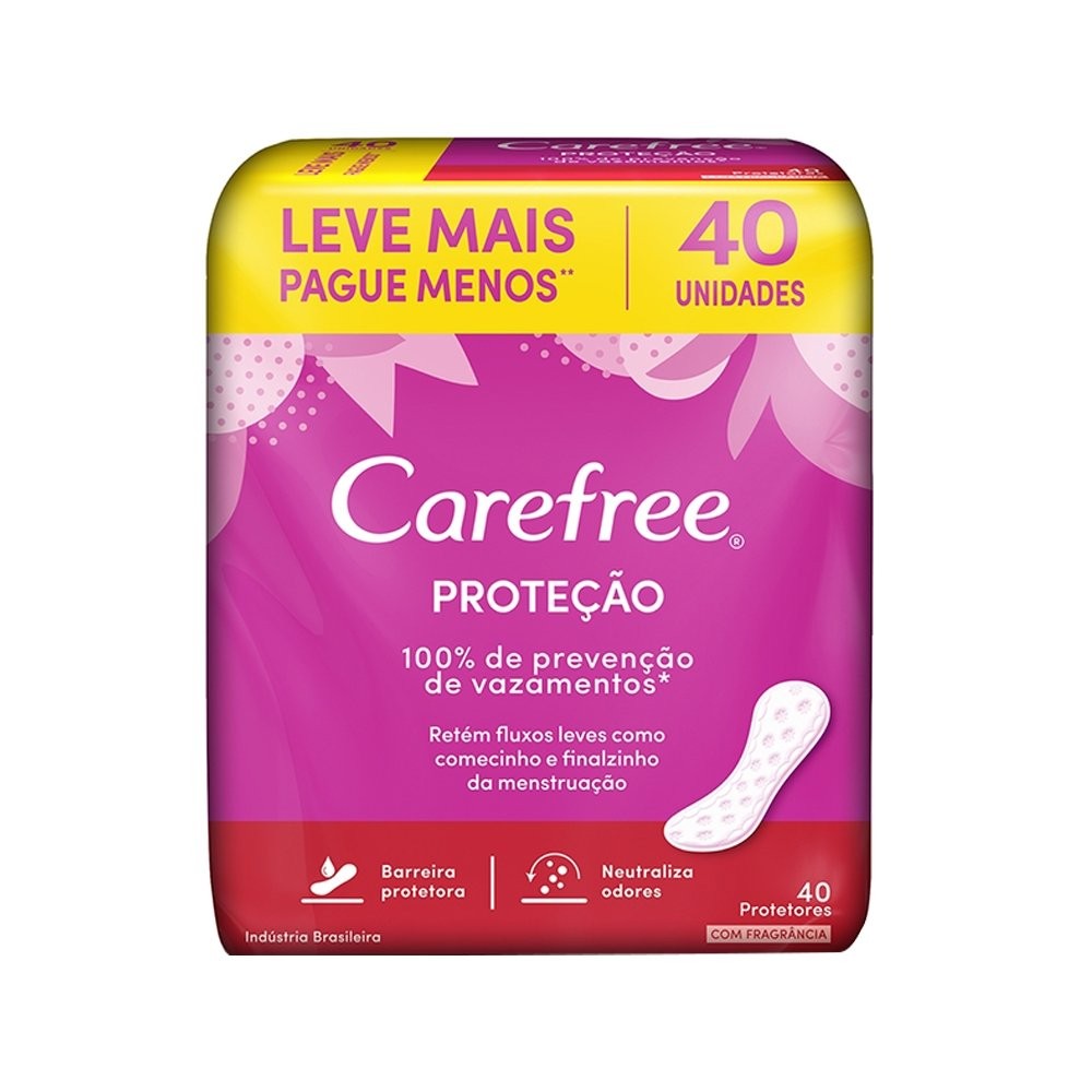 Absorvente Carefree Protetor Diário com Perfume Leve mais Pague Menos - Embalagem com 40 Unidades em Oferta na Shopee