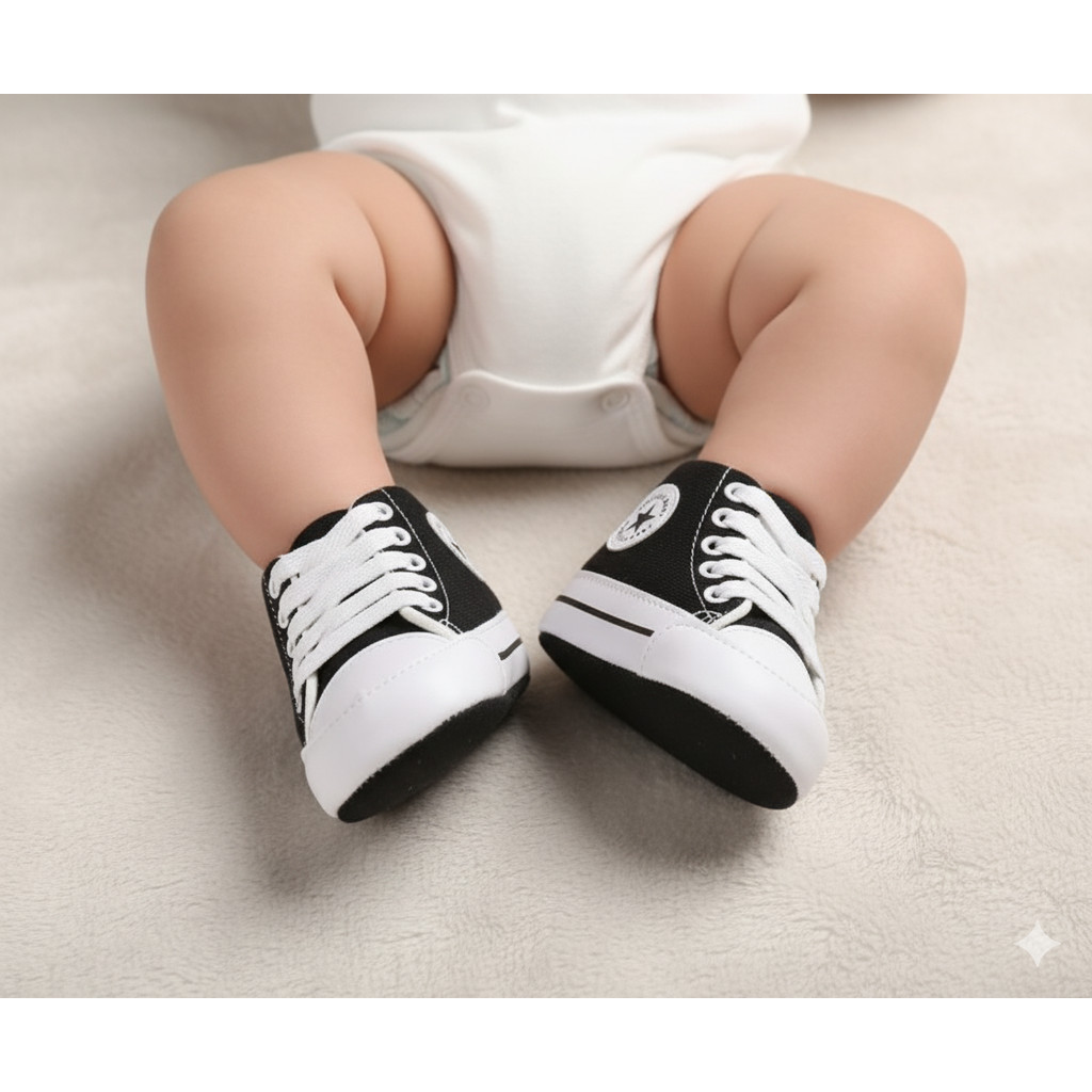 Tênis Botinha Bebê Cano Alto Preto Sapatinho Infantil Estilo Starzinho Unissex