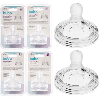Bico de Mamadeira Easy Flow Silicone Pétala Buba Anticólica C/2 Unidades