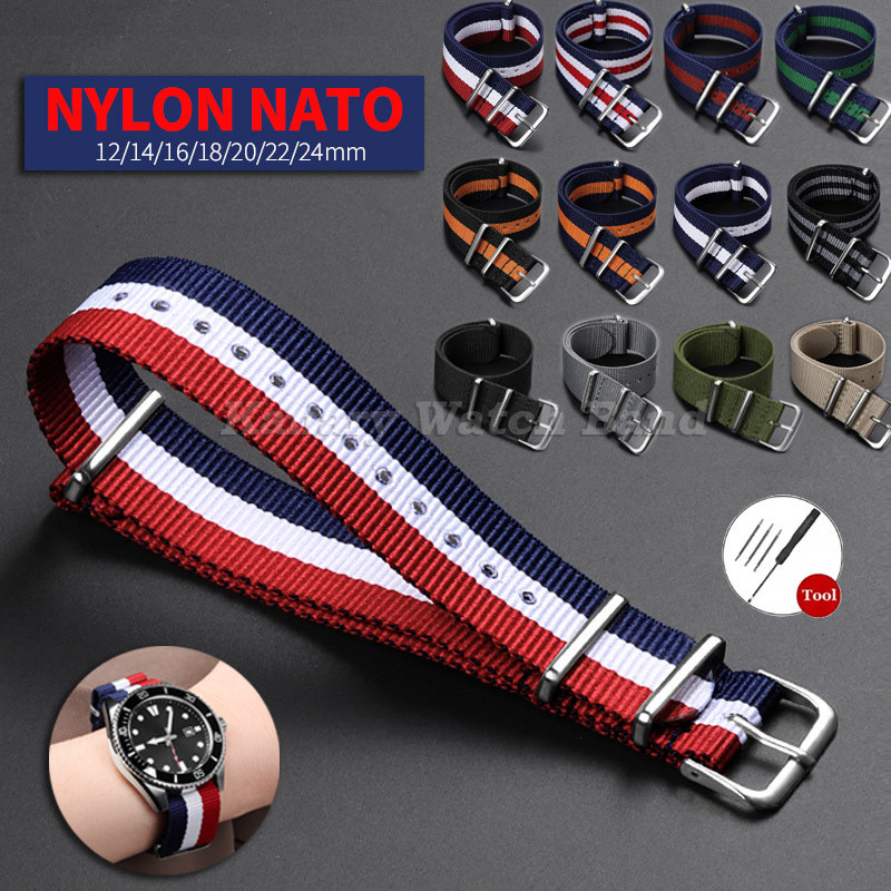 Pulseira De Relógio NATO De Nylon De 12-24 Mm 12 14 16 18 20 22 Universal De Uma Peça Em Tecido De Lona Pulseiras Esport