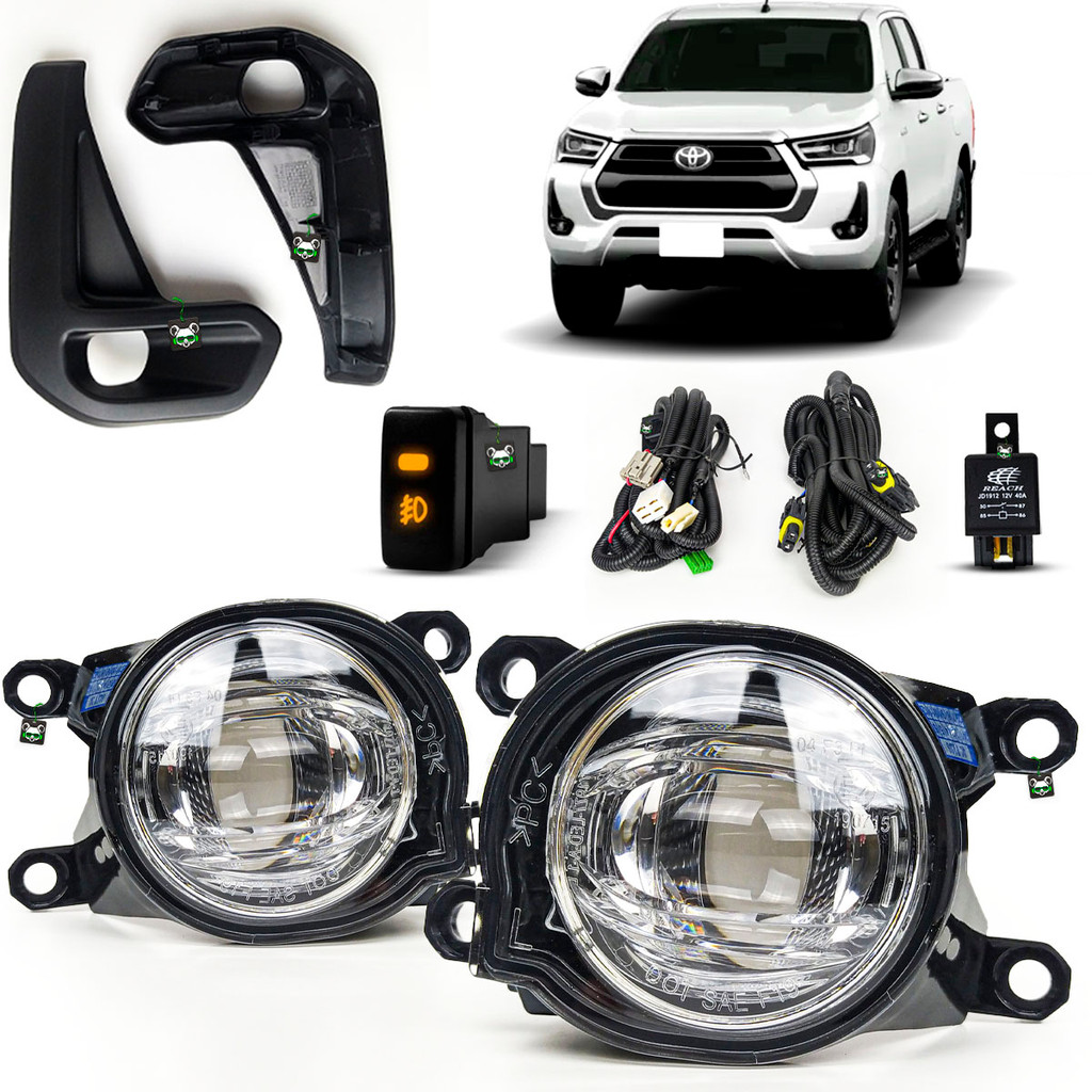 Kit Farol de Milha Moldura Preta Toyota Hilux 2021 2022 2023