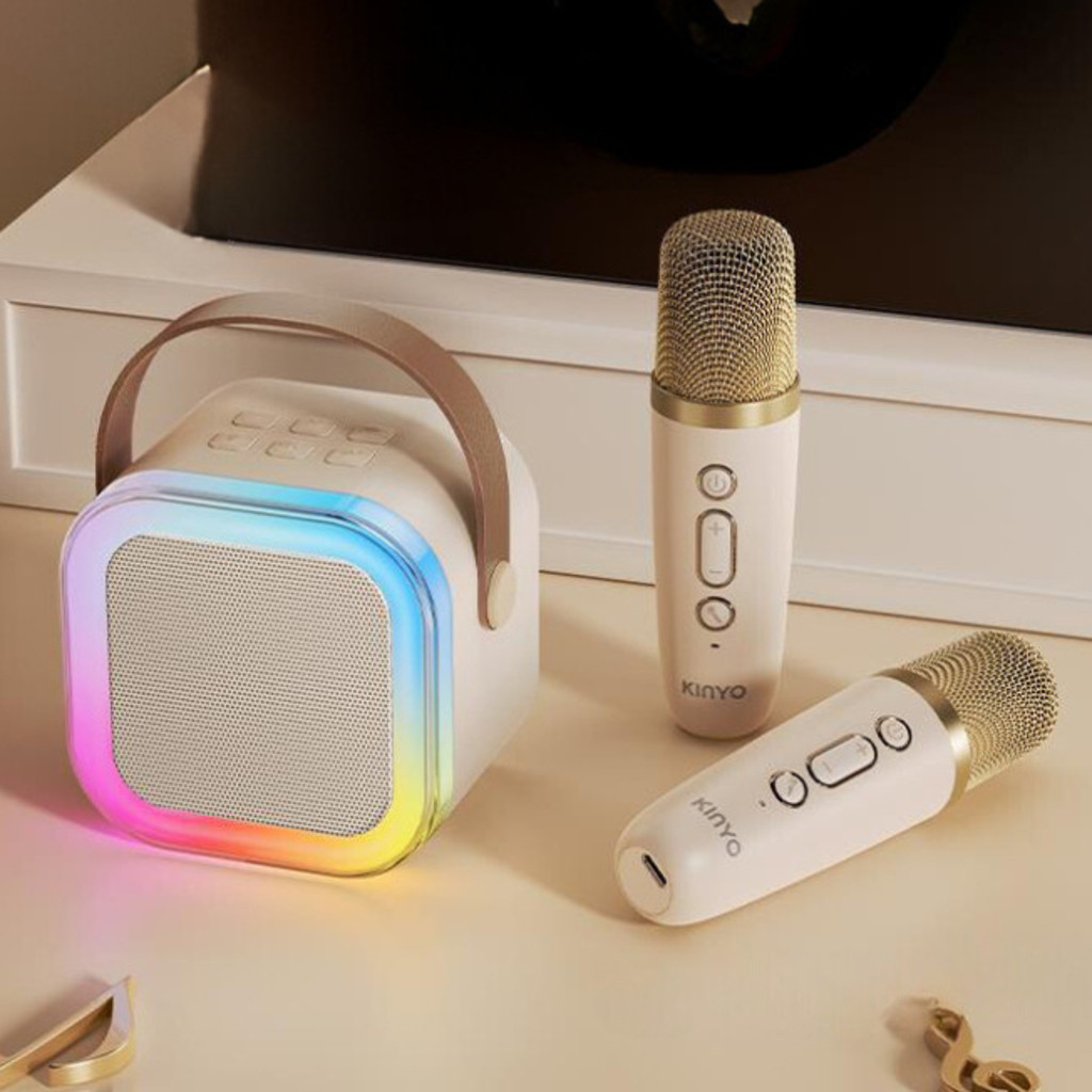 K12 Caixa de som sem fio com microfone Karaokê, Mini Alto-falante Bluetooth portátil de Karaoke com 2 Microfone