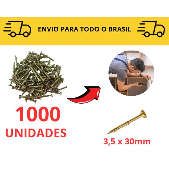 Parafuso Madeira 3,5 x 30/ 100 a 1000 unidades Philips/ MDF/ Móveis/ Marcenaria