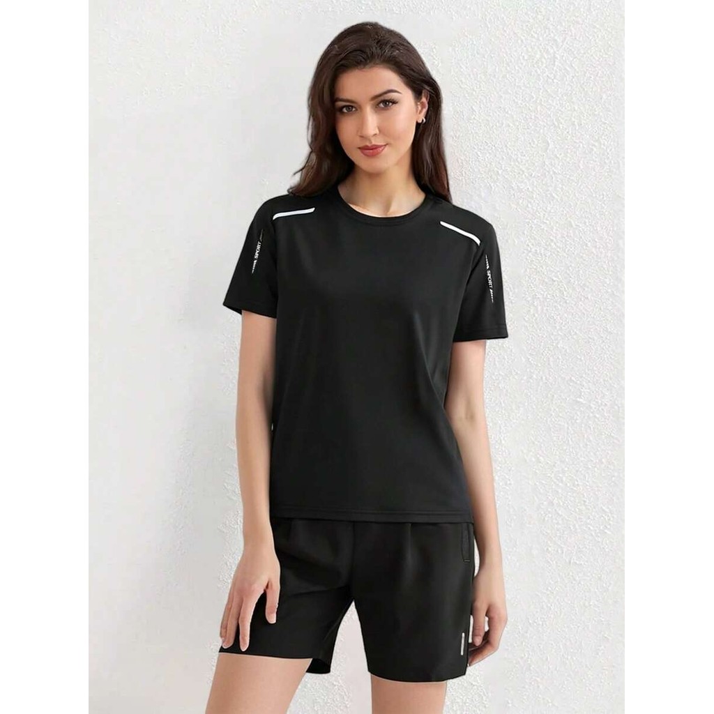 Camiseta Esportiva Feminina  Manga Curta para Corrida, Minimalista, Elástica e Respirável, Adequada  Primavera e Verão