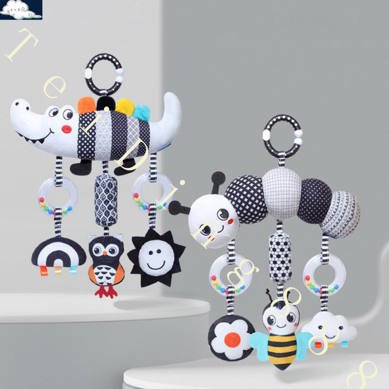 Brinquedos Sensoriais De Desenvolvimento Infantil De Bebê Preto E Branco De Alto Contraste Carrinho Pendurados Na Cama C