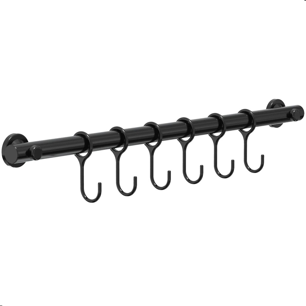 Porta Utensílios E Talheres 40cm Com 6 Ganchos Preto FS em Oferta na Shopee