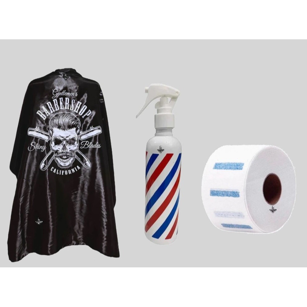 Kit Com Capa De Corte + Borrifador Pole Listrado E Gola Higiênica