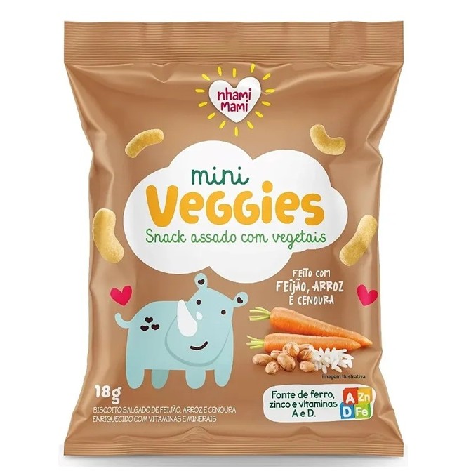 Mini Veggies Snack Feijão Arroz E Cenoura 18g - Nhami Mami
