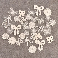 20 Peças 2-4.5cm Flor Branca/Laço/Padrão Borboleta Aplique De Renda Guarnição De Malha Para Costurar Em Tecido Guipure S
