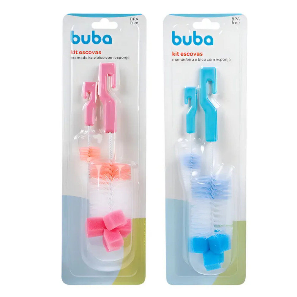 BUBA KIT ESCOVAS PARA MAMADEIRAS COM ESPONJA em Oferta na Shopee