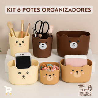 Porta Objetos Organizadores - Kit com 6 - Urso Capivara Multiuso de Mesa Trecos Pincéis Lápis em Oferta na Shopee