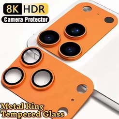 Protetor De Câmera De Vidro Temperado Anti-Riscos Com Lente De Metal 3D Para iPhone 17 Pro Max 16 15 14 13 12 11 Tela Co
