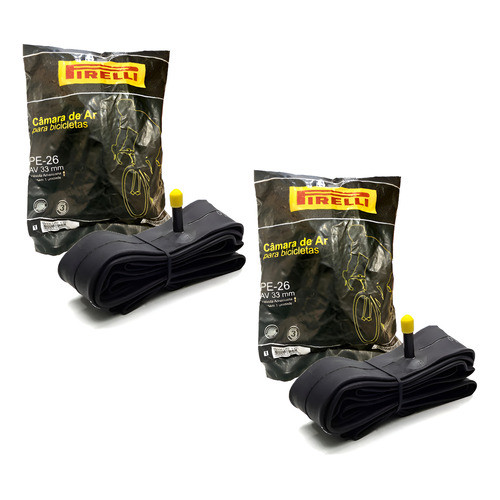 Par Câmara Ar Bicicleta Pirelli Aro 26 Bico Grosso Butyl 33m Schrader