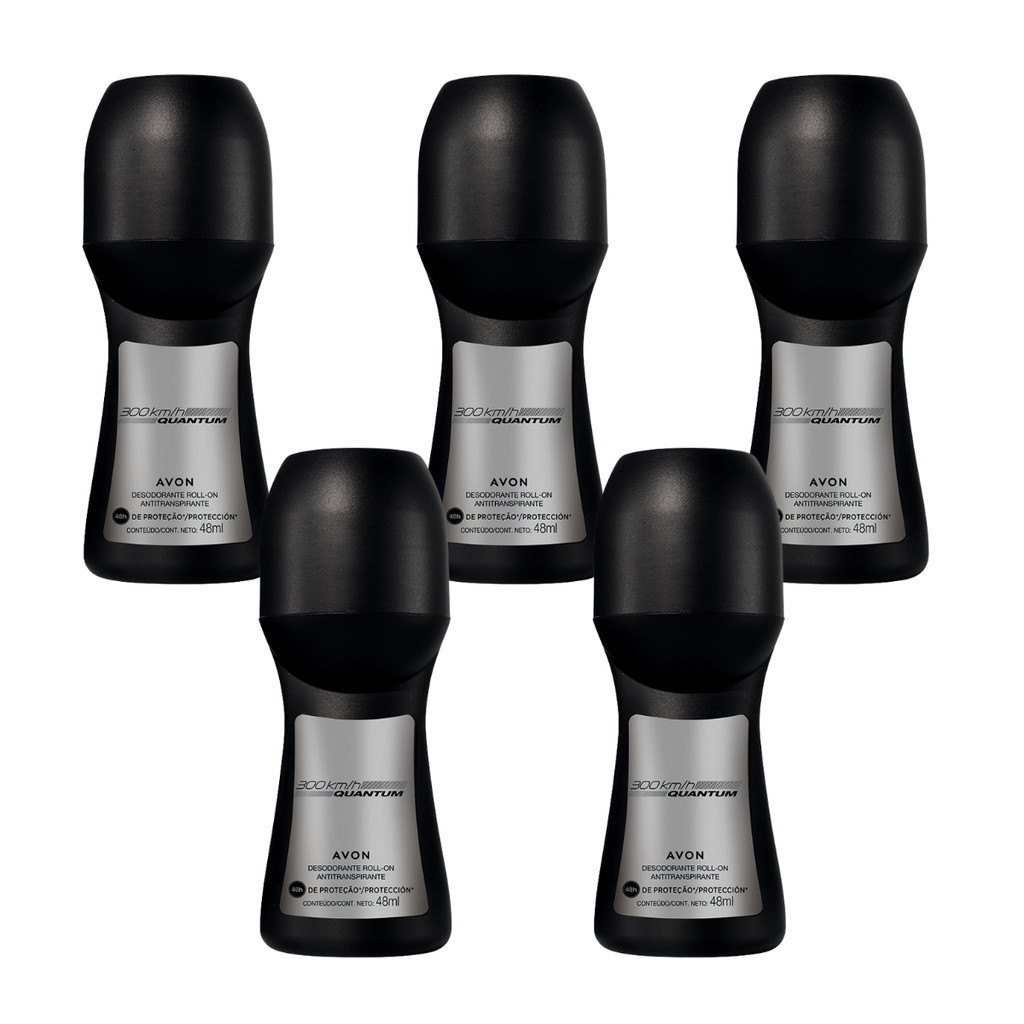 Kit com 5 un. Avon 300 KM Quantum Desodorante Roll on 48 ml