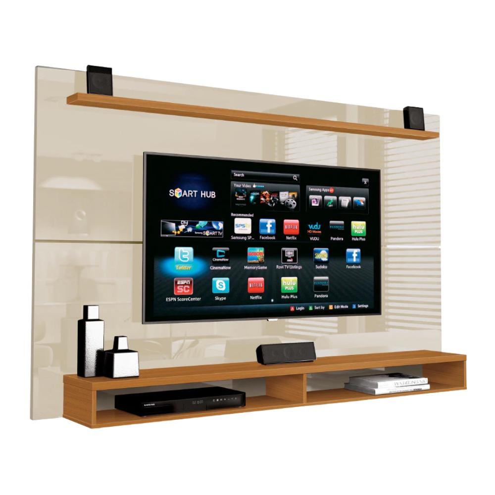 Painel Para TV Até 65 Polegadas Com Prateleira 1,80m Max Cedro / Off White em Oferta na Shopee