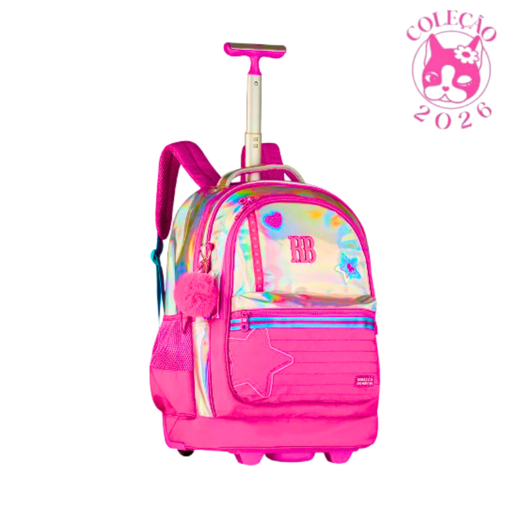 Mochila de Rodinhas Rebecca Bonbon Holo Shine - Clio Style COR:Rosa em Oferta na Shopee